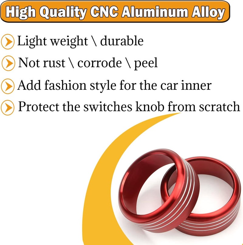 Bentolin for Subaru AC Knob Cover Accessory Center Console Switch Volume Temp Control Button Ring Trim Compatible with Forester 2014-2018, Crosstrek XV 2013-2017,Impreza 2014-2016,WRX/STi 2015-2020 (Red) - Image 3